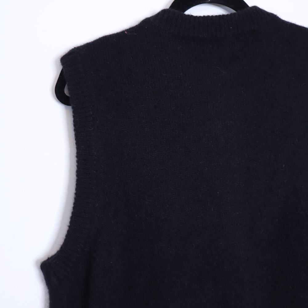 SEZANE Sacha Sweater Vest Cardigan Black w/ Gold Button Wool Blend Women's M - Picture 6 of 12